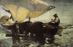 Return from Fishing Towing the Bark, Joaquin Sorolla Y Bastida